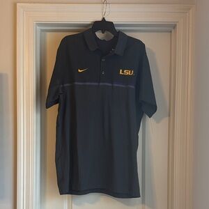 Nike Dri-Fit Men's Gray, Purple and Gold LSU Polo